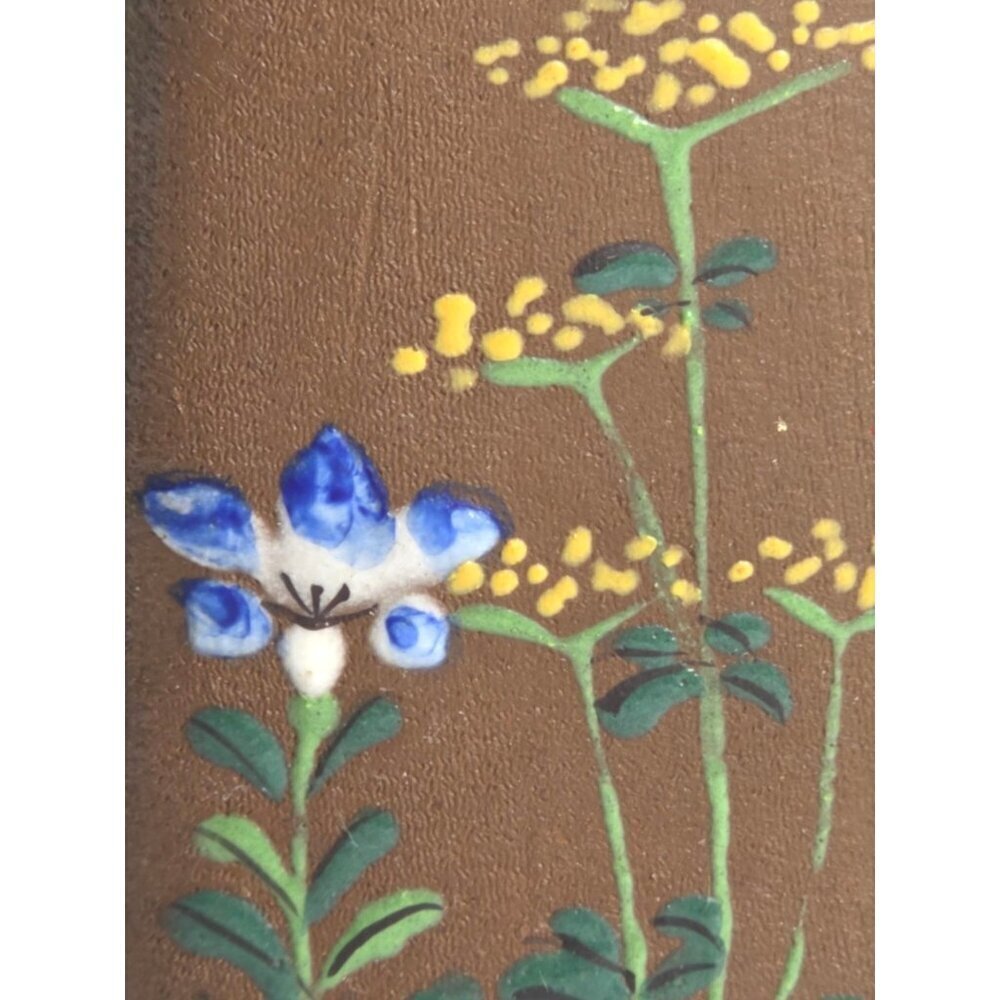 Elegant Banko Ware MEIJI Era Japanese Hand Painted Bottle Crane Floral Design - Picture 4 of 12